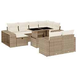 vidaXL Salon de jardin 11 pcs avec coussins beige résine tressée