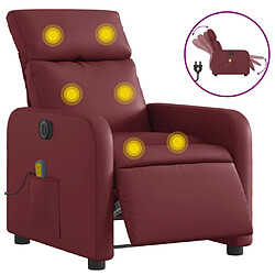 vidaXL Fauteuil de massage inclinable électrique rouge bordeaux