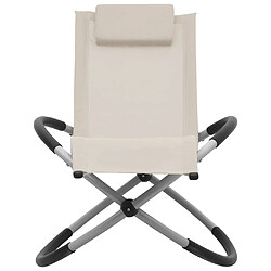 Helloshop26 Transat chaise longue bain de soleil lit de jardin terrasse meuble d'extérieur pour enfants acier crème 02_0012912