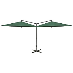 vidaXL Parasol de jardin double avec mât en acier vert 600 cm