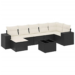 vidaXL Salon de jardin 8 pcs avec coussins noir résine tressée