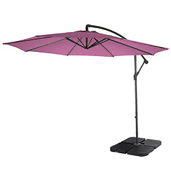 Decoshop26 Parasol déporté protection solaire Ø 3m inclinable polyester/acier 11kg rouge lavande avec support 04_0000946