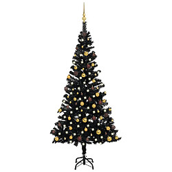 vidaXL Arbre de Noël artificiel pré-éclairé et boules noir 150 cm PVC