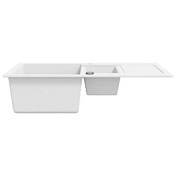 Avis vidaXL Évier de cuisine Granit Double lavabo Blanc