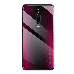 Wewoo Coque Pour Xiaomi Redmi K20 / K20 Pro / 9T Housse de protection en verre dégradé de texture Rose rouge