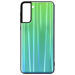 Avizar Coque Samsung Galaxy S21 Plus Bi-matière Holographique Brillant Fine Légère Vert