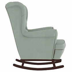 Acheter Maison Chic Fauteuil à bascule et pieds,Fauteuil pour relax en bois d'hévéa Gris clair Velours -MN43020