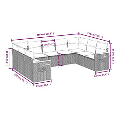 Avis Maison Chic Ensemble Tables et chaises d'extérieur 9 pcs avec coussins,Salon de jardin noir résine tressée -GKD762456