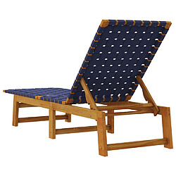 Acheter vidaXL Chaises longues bleu foncé bois d'acacia solide et tissu