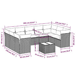 Acheter vidaXL Salon de jardin 10 pcs avec coussins marron résine tressée
