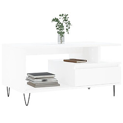 Avis Maison Chic Table basse,Table Console Table d'appoint, Table pour salon Blanc 90x49x45 cm Bois d'ingénierie -MN38767