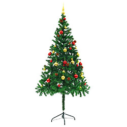 vidaXL Arbre de Noël artificiel pré-éclairé avec boules vert 180 cm