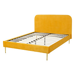 Beliani Lit double en velours jaune 140 x 200 cm FLAYAT pas cher