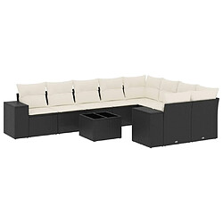 Maison Chic Salon de jardin 10 pcs avec coussins, Ensemble Tables et chaises d'extérieur noir résine tressée -GKD174453