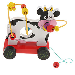 Animaux en bois tirer jouet bébé perle éducatif labyrinthe coaster cercle vache