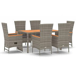 Maison Chic Mobilier à dîner 7 pcs de jardin avec coussins - Ensemble table et chaises d'extérieur - Salon/Mobilier de jardin classique gris rotin -MN25143