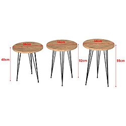 Helloshop26 Set de 3 tables d'appoint rondes gigognes naturel noir 03_0008405