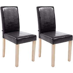 Decoshop26 Lot de 2 chaises de salle à manger design moderne en PVC marron et pieds en bois clair 10_0001546