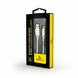 Câble USB vers Lightning GEMBIRD CC-USB2B-AMLM-2M-BW2 Blanc Argenté 2 m