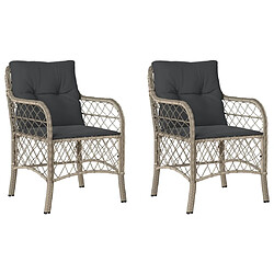 vidaXL Chaises de jardin coussins lot de 2 gris clair résine tressée