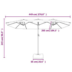 vidaXL Parasol de jardin à double tête avec LED blanc sable 449x245 cm pas cher