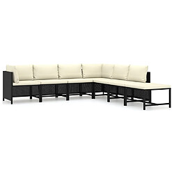 Maison Chic Salon de jardin 7 pcs + coussins - Mobilier/Meubles de jardin - Table et chaises d'extérieur Résine tressée Noir -MN68878