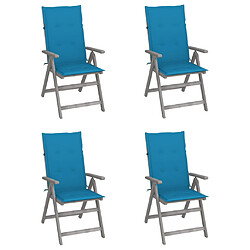 vidaXL Chaises inclinables de jardin lot de 4 et coussins Bois acacia