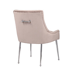 Vivenla Lot de 2 Chaises de salle à manger design revêtement en velours taupe avec poignet à l'arrière et piètement en acier argenté collection JERSEY pas cher