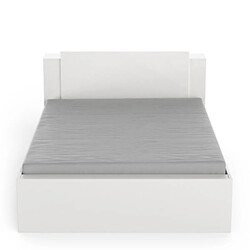 Dansmamaison Cadre de lit avec rangements 140x190/200 Blanc - ZILY