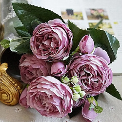 Wewoo Fleurs Artificielles 5 PCS de Rose Petit Bouquet Flores Home Party Mariage Faux Fleur Décoration Violet