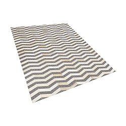 Beliani Tapis en cuir et tissu gris et beige 160 x 230 cm BAGGOZE