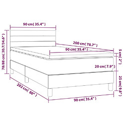 vidaXL Sommier à lattes de lit avec matelas Crème 90x200 cm Tissu pas cher