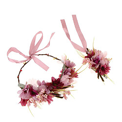 Acheter Fleur de mariage front guirlande hairband main fleurs accessoires rouge