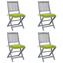 vidaXL Chaises pliables d'extérieur lot de 4 et coussins Bois d'acacia