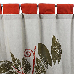 Thedecofactory SIENNA - Rideau en coton à pattes imprimé nature rouge-beige 140x260