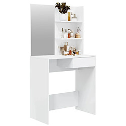 Avis vidaXL Coiffeuse avec miroir Blanc brillant 74,5x40x141 cm