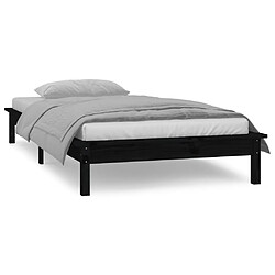 Avis vidaXL Cadre de lit à LED sans matelas noir 90x190 cm bois massif