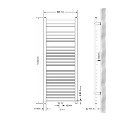 Avis LuxeBath Radiateur sèche-serviette salle de bain anthracite connexion central 60 x 150 cm