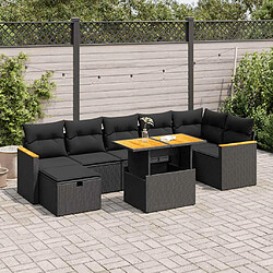 vidaXL Salon de jardin 5 pcs avec coussins noir résine tressée