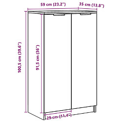 vidaXL Meuble à chaussures Chêne marron 59x35x100 cm Bois d'ingénierie pas cher