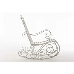 Decoshop26 Chaise fauteuil à bascule rocking chair pour jardin en fer blanc vieilli MDJ10104