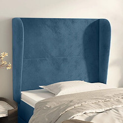 Maison Chic Tête de lit scandinave avec oreilles,meuble de chambre Bleu foncé 83x23x118/128 cm Velours -MN88790