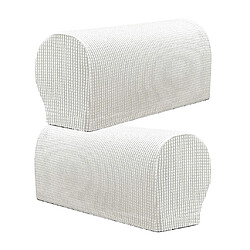 Avis 1 Paire Flanelle à Carreaux Meubles Canapé Accoudoir Couvre Protecteurs Blanc