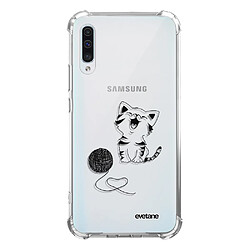 Coque Samsung Galaxy A50 anti-choc souple avec angles renforcés transparente Chat et Laine Evetane