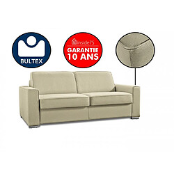 Inside 75 Canapé convertible ouverture EXPRESS PREMIUM 120 cm cuir vachette beige sommier lattes RENATONISI matelas BULTEX