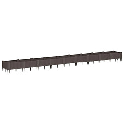 vidaXL Jardinière avec piquets marron 362,5x42,5x28,5 cm PP