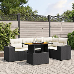 Maison Chic Ensemble Tables et chaises d'extérieur 6pcs avec coussins,Salon de jardin noir résine tressée -GKD640003