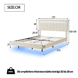 Acheter ComfortXL Lit Rembourré 160 X 200 Cm Avec Cadre De Lit Suspendu, Beige