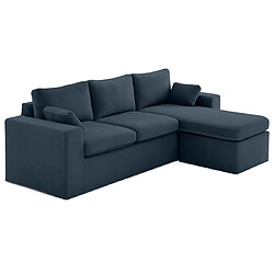 Lisa Design Calgary - canapé d'angle déhoussable et modulable 3 places + 1 pouf en velours