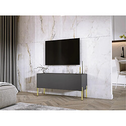 3xeliving Meuble TV Noir mat Coupe Or